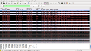 Screen capture of wireshark output, showing part of a "burst".